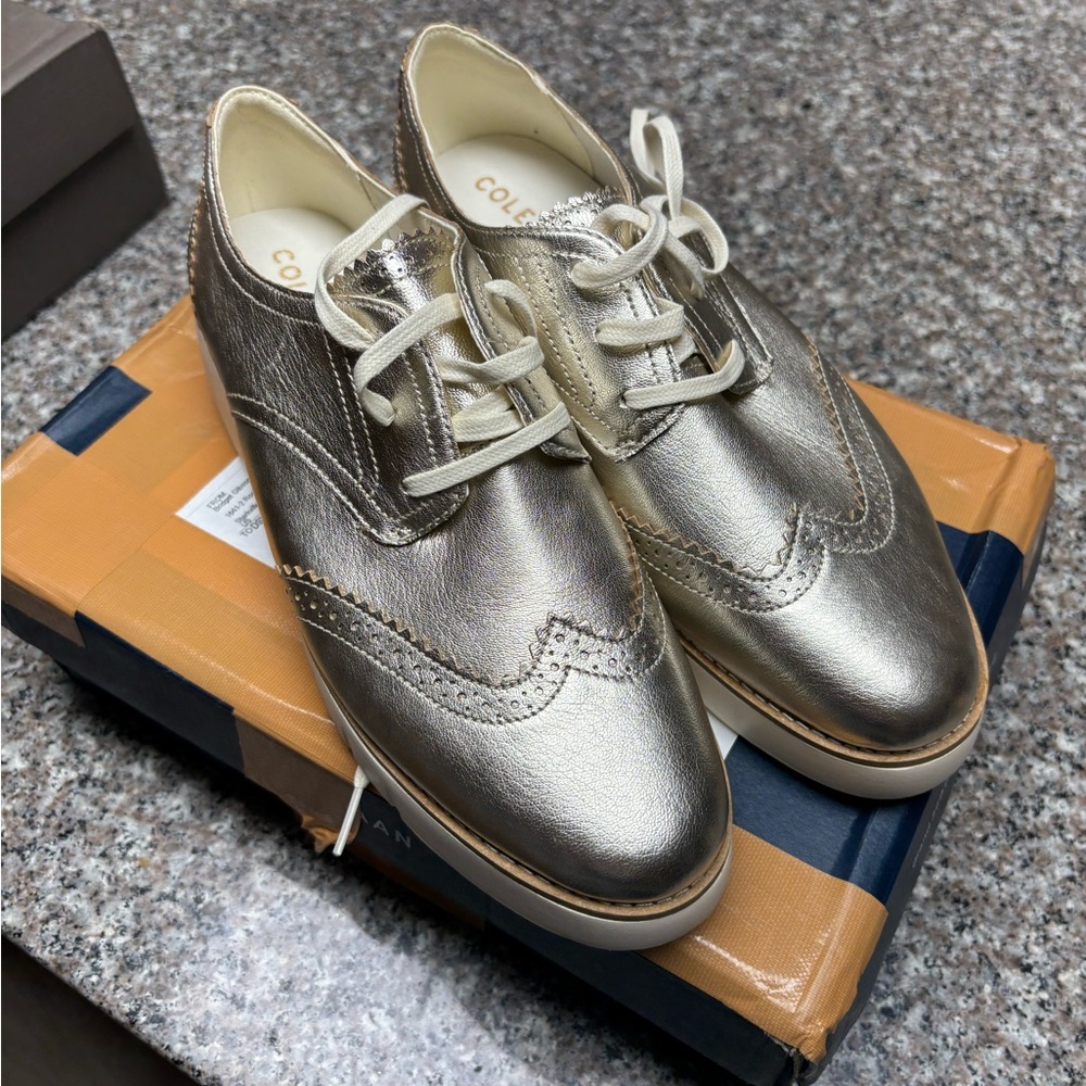 Cole Haan Women's Gold Leather Loafers
